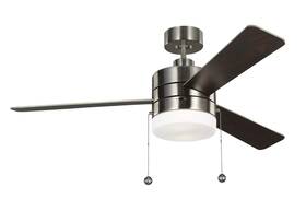 3sy52bsd Visual Comfort Fan Syrus 52 Inch Indoor Ceiling Brushed Steel With Silver Finish And Walnut Blades