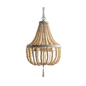 Ch01 Vivihobb 3-light Mini Bohemian Wood Beaded Chandelier Pendant Boho Light Fixture Antiq