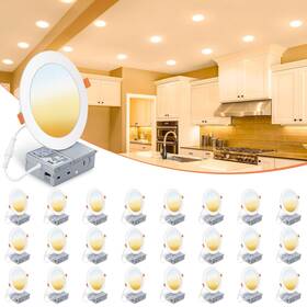 Volisun 21363zm 24 Pack 6 Inch Recessed Lighting 5cct Ultra-thin Led Light With Juncti