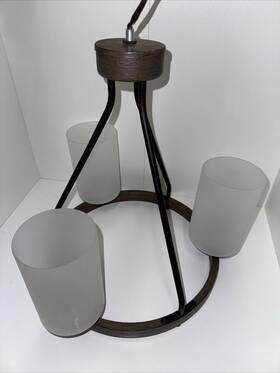 4753-84 Volume Lighting Emery 3-light Walnut And Black Indoor Mini Hanging Chandelier By