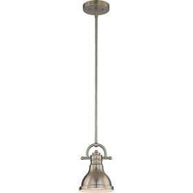 V1185-33 Volume Lighting 1-light Indoor Brushed Nickel Downrod Mini Pendant With Bell-shaped Bowl