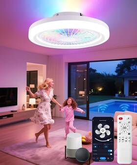 Cf-01j Vookea 2-in-1 Low Profile Ceiling Fan With Light 19.9 Inch Caged Safety Design For Kids Cf-01j Vookea 2-in-1 Low Profile Ceiling Fan With Light 19.9 Inch Caged Safety Design For Kids