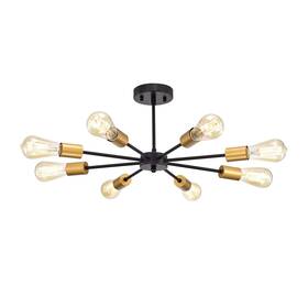 Hm218 Warehouse Of Tiffany 653341306289 Hm218/8bg Bianna Sputnik Matte Black Gold 8 Semi Light Flush Mount
