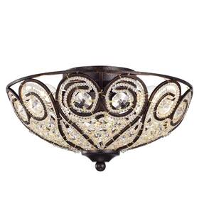 Cm069rb Warehouse Of Tiffany 653341459886 Cm069rb/3 Ceslee 3-light Rustic Bronze Flushmount Ceiling Lamp With Heart Scr