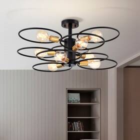 Warehouse Of Tiffany 653341646880 Camilla Semi Flush Mount Ceiling Light Matte Black Finish And Gold N