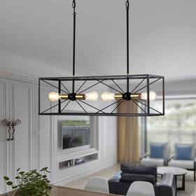 Warehouse Of Tiffany 653341732682 Judith 32 Inch Kitchen Island Ceiling Lighted Chandelier Matte Black N/a