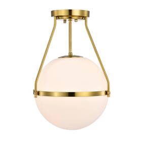 Warehouse Of Tiffany 653341768681 Lomique Contemporary Semi-flushmount Ceiling Lamp Metal With Frosted Globe