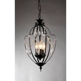 Warehouse Of Tiffany 653341875396 Kennedy 3-light Black-finish 11-inch Crystal Chandelier Black