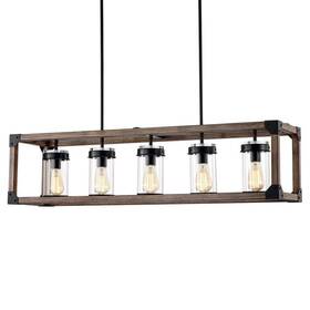 Hm217d Warehouse Of Tiffany Hm217d/5fwg Jhenny 44 Inch 5-light Indoor Black Pendant Lamp With Light