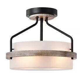 Px001 Warehouse Of Tiffany Px001/2iwg Janice 11.8 Inch Matte Black Semi-flush Mount Light