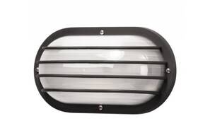 S771wf-l11-wh Wave Lighting S76wf Bk Black Oval Outdoor Wall Fixture With Grill Frosted Diffus