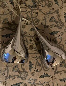 Ld4047d16c Wayfair Two Mid Century Modern Style Chrome Drop Shaped Pendant Lights