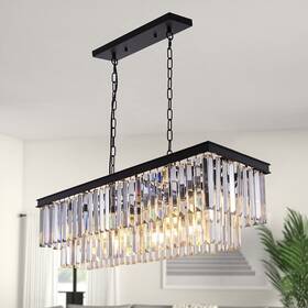 Ds-ccl001 Wellmet Black Crystal Chandelier 9-light Modern Farmhouse Chandeliers Dining