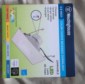 52470 Westinghouse 5-6 Inch Color Choice Led Dimmable Recessed 1100 Lumens