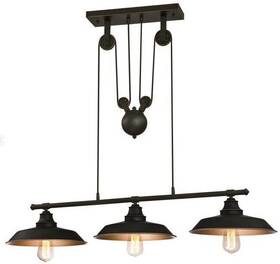 6332500 Westinghouse 63325 Iron Hill 3-light Pulley Pendant Oil Rubbed Finish Used