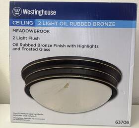 63706 Westinghouse Ceiling 2 Light Oil Rubbed Bronze Meadowbrook Open Box
