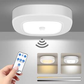 Whitepoplar 768619899933 Battery Powered Motion Sensor Ceiling Light Remote 300lm Dimmable 3000k 6000k