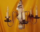 50221 Willard 6 Brass Moses Cream Chandelier Antique Arms Blue Lights Lt.