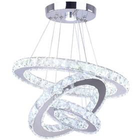 Winretro 741722413395 Modern Led Chandeliers Crystal Chandelier 3 Ring Round Pendant Lighting Adjustab