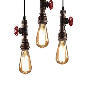 Winsoon 724304243955 Industrial Pendant Light Rustic Water Pipe Copper Ligh