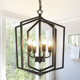 Wjshome 743785897860 18.1 Inch Black Chandelier 4-light Farmhouse Dining Room Light Fixture