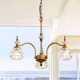Wjshome 790943649182 Vintage 3 Lights Gold Glass Pendant Lighting Rustic Style Chandelier
