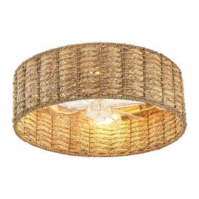 Am-0137-4h-na Wongu Boho Ceiling Fans With Lights Enclosed Rattan Fandelier And Remot