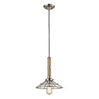 65148-1 Wood Nickel Polished Elk Collection Lighting Spun Pendant
