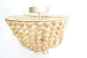 Ob18-22-57 Wood Anthropologie Kali Beaded Flush Mount Ceiling Light Fixture -