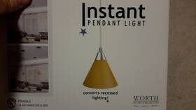 Worth Home Products 877996000464 Instant Pendant 1 Light Recessed Conversion Kit Glass Shade Retro Cone New