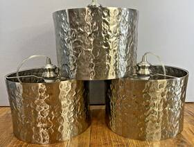 Pbn-4932-0030 Worth Home Products - Instant Pendant Series 3 Pack Hammered Metal Drum Lights