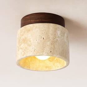 Wosbo Cl-007 Wabi Sabi Ceiling Lights 4.7 Inch Japanese Yellow Travertine Flush Mount