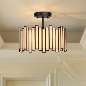 Wrlmfy 745785915674 Black Ceiling Light Fixture In Drum Shape 12.5 Inch Modern Semi Flush Mount Tiff