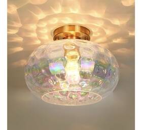 Wrlmfy 757597217181 Brass Gold Semi Flush Mount Ceiling Fixture 11z Inch Hammered Glass Shade 1 Bulb