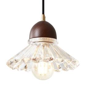 Am001 Wthtnrom Pendant Light With Thick Clear Glass Pleated Lampshade Farmhouse Brass Base V