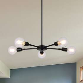 Xb-c1211-5-mbk Xinbei Lighting Chandeliers For Dining Room Black Pendant Modern 5 Light Sputnik