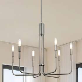 Xb-c1213-6-bn Xinbei Lighting Vintage Brushed Nickel Chandelier Dining Room Pendant Living