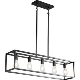 Xs8801-5 Xislthotsl Kitchen Island Lighting Modern Industrial Chandelier 5 Light Linear Rectangular