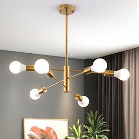 05-gd Xupuhouse 6-light Modern Sputnik Chandelier Gold Light Fixture E26 Base Branch