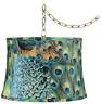 Y3902-2y211 Possini Euro Design Peacock Print Wide Antique Brass 886305114419