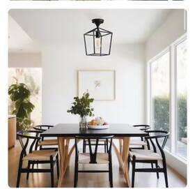 Yansun 737633227268 7 Inch Black Semi Flush Mount Ceiling Light Farmhouse New