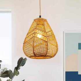 Yansun 763235827902 60-watt 10 Inch 1-light Rope Mini Pendant Light With Shade And No Bulbs