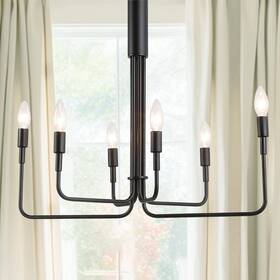 H-qm001 Yansun 20 Inch 6-light Matte Black Modern Empire Hanging Chandelier With Remote