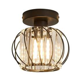 Ha-cl01201aa-11 Yansun 7.1 Inch 1-light Black Semi-flush Mount Ceiling Light With Crystal Shade