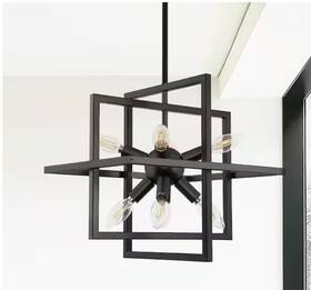 Ha-zx16201hbl-1a Yansun 8-light Black Sputnik Chandelier Modern Geometric Pendant Light New