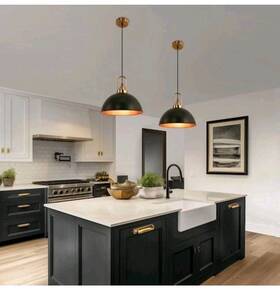 Hr-cx19402agb-2ap1 Yansun 2-pack 12 Inch Matte Black Farmhouse Pendant Light Industrial Kitchen Island