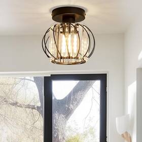 Yansun W-zm-bx01203abl 7 Inch 1-light Modern Black Semi Flush Mount Ceiling Light
