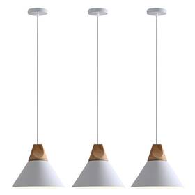 Yepoli 768492239109 Modern Pendant Lights Kitchen Island Solid Wood Matte White Ceiling Hanging L