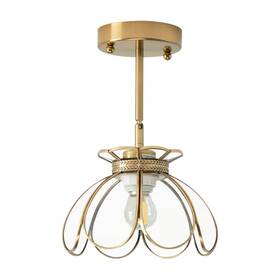 Wl631 Yifi Deco Vintage Brass Pendant Light With Ceiling-pole-7.9inch Clear