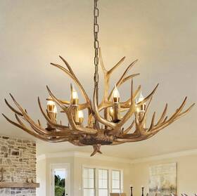 8026-8 Yiludingsheng Antler Chandelier 8-light 39.4in Vintage Deer Antlers